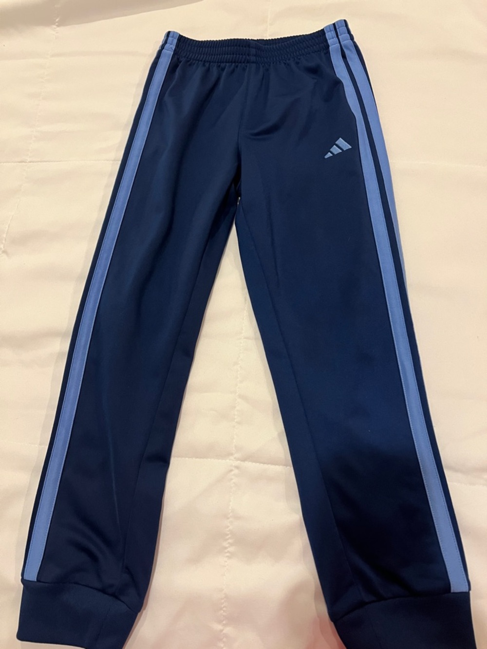 adidas Navy Joggers with Light Blue Side Stripes